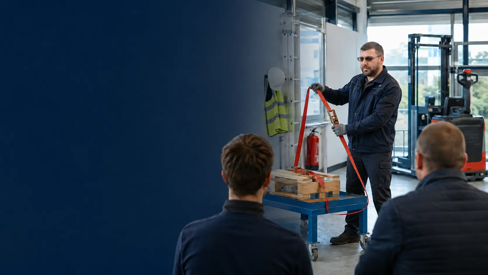 Praxisnahe Schulung zur Ladungssicherung in einer modernen Trainingswerkstatt